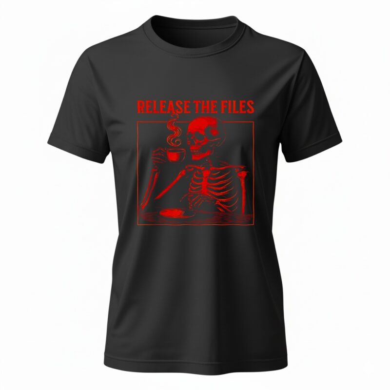 Skeleton Mug Coffee Release The Files Graphic Ladies T-Shirt