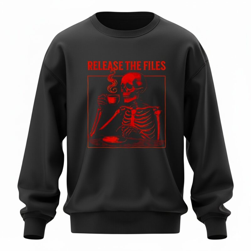 Skeleton Mug Coffee Release The Files Graphic Sweatshirt