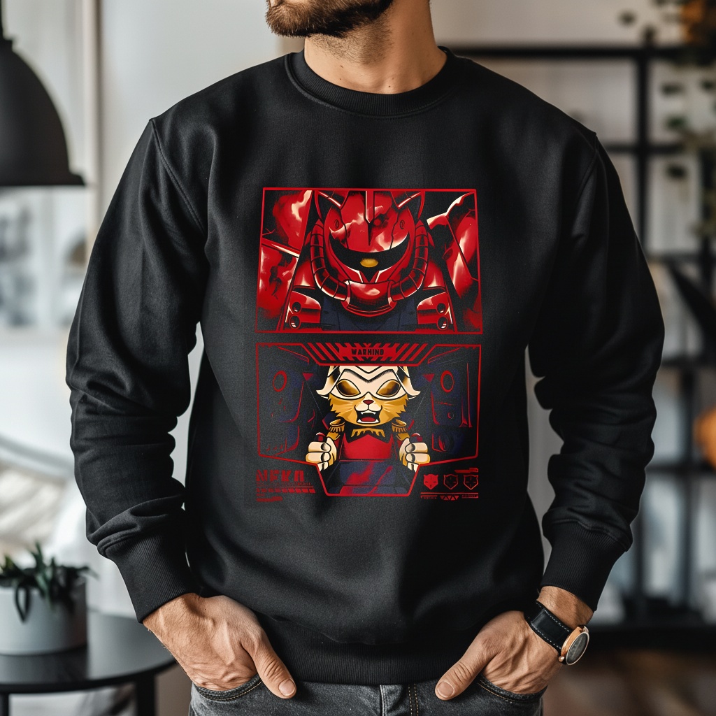 Cat Aznable Zaku II and Char Aznable Gundam anime shirt