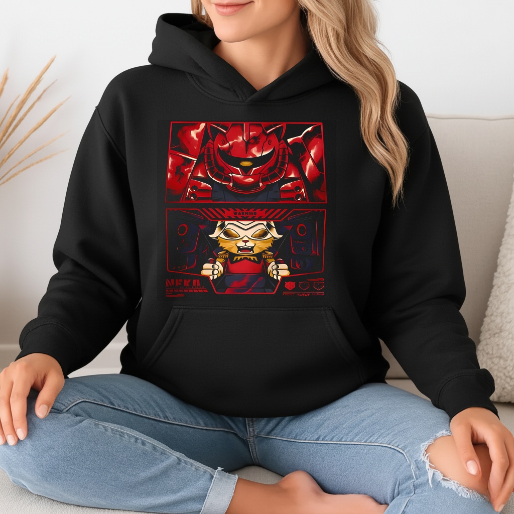 Cat Aznable Zaku II and Char Aznable Gundam anime shirt