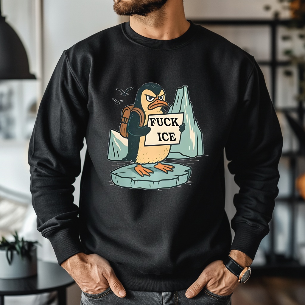 Fuck ICE penguin abolish caricature shirt