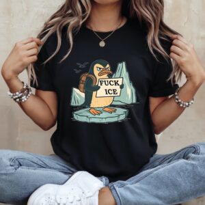 Fuck ICE penguin abolish caricature_Ladies T-Shirt