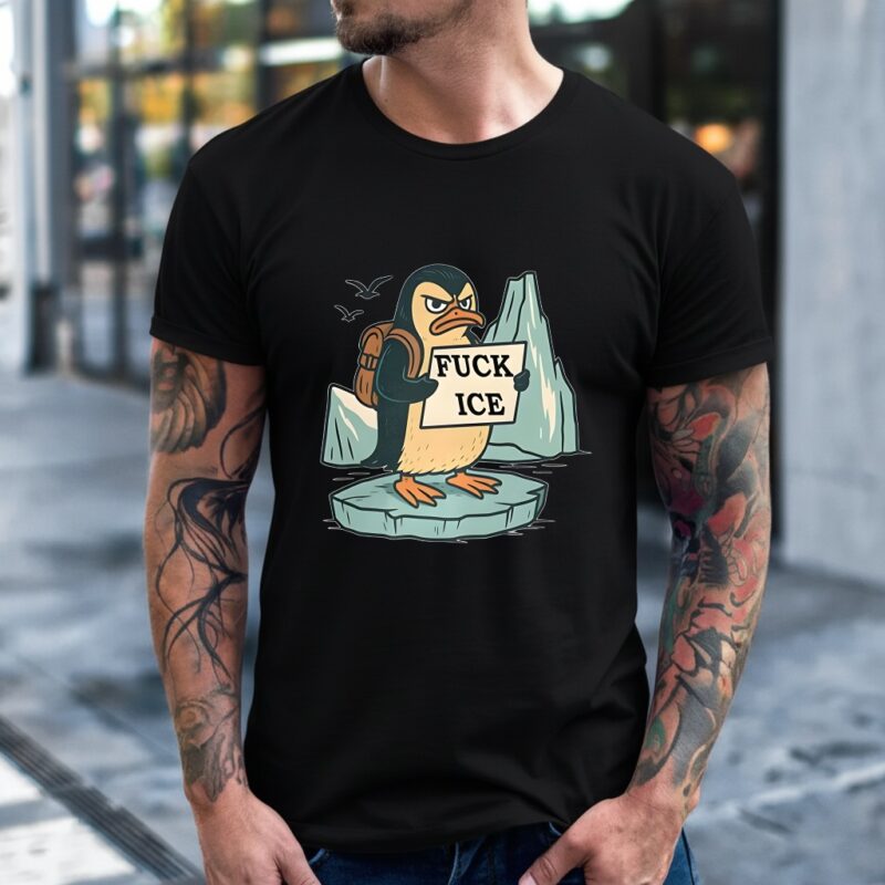 Fuck ICE penguin abolish caricature_T-Shirt