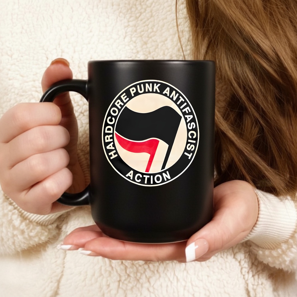 Hardcore punk antifascist action flag red shirt