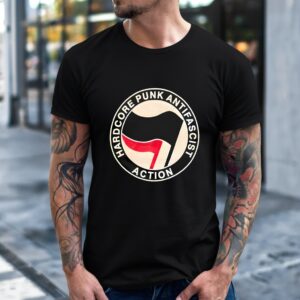 Hardcore punk antifascist action flag red shirt