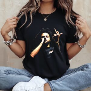 J Cole middle finger meme_Ladies T-Shirt