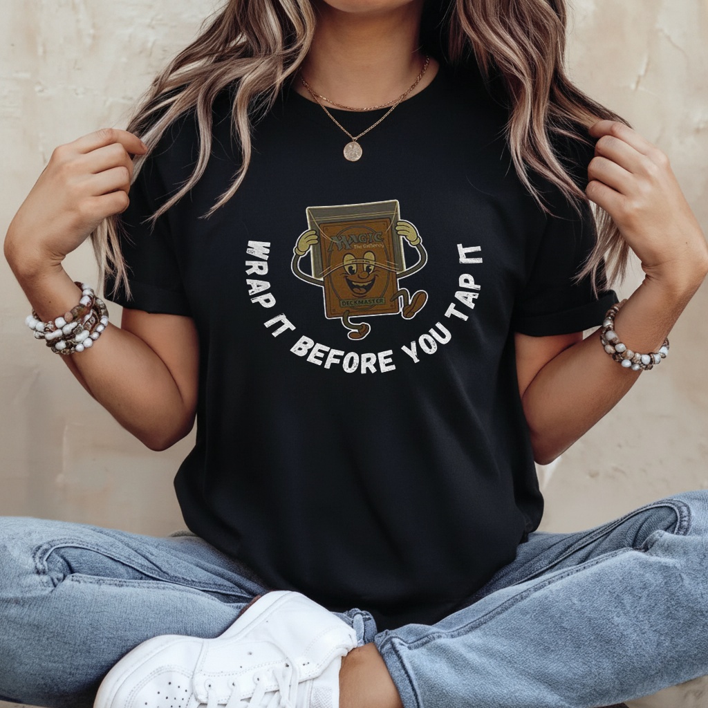 Magic the Gathering deckmaster funny wrap it before you tap it shirt
