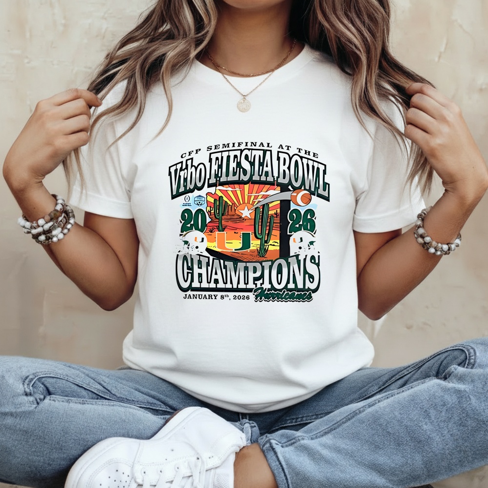 Miami Hurricanes 2026 Vrbo Fiesta Bowl Champions Desert T-shirt