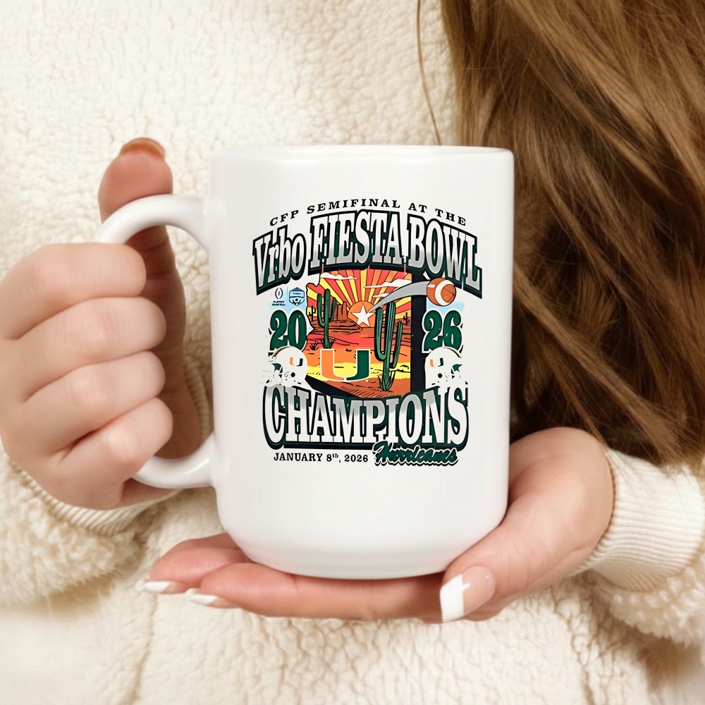 Miami Hurricanes 2026 Vrbo Fiesta Bowl Champions Desert T-shirt
