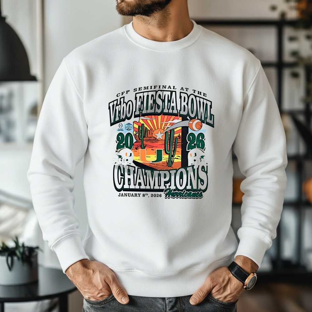 Miami Hurricanes 2026 Vrbo Fiesta Bowl Champions Desert T-shirt