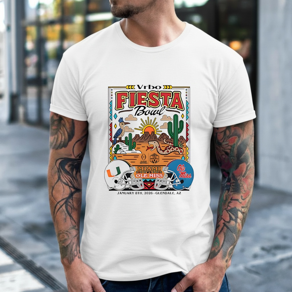 Miami vs Ole Miss Vrbo Fiesta Bowl January 8th 2026 Glendale AZ T-shirt
