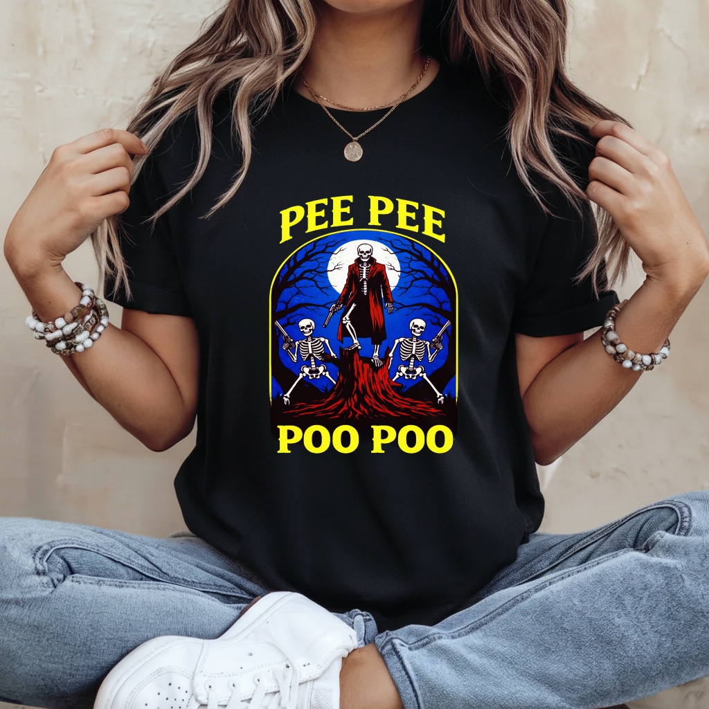 Pee Pee Poo Poo skeleton graphic shirt