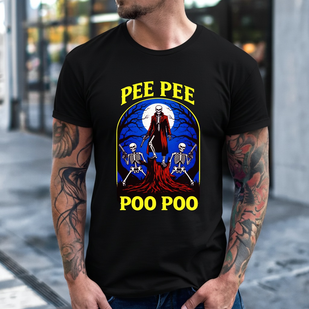 Pee Pee Poo Poo skeleton graphic shirt