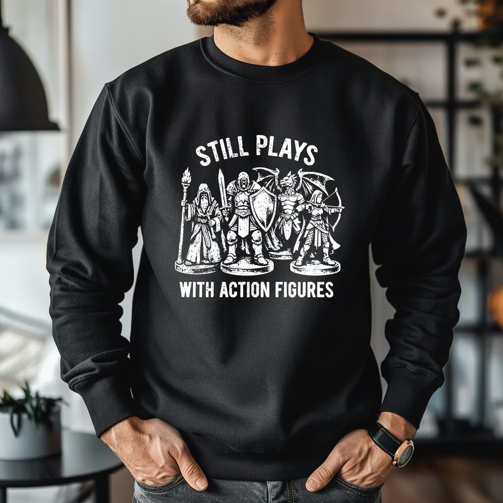Plays with action figures Dungeons and Dragons shirt