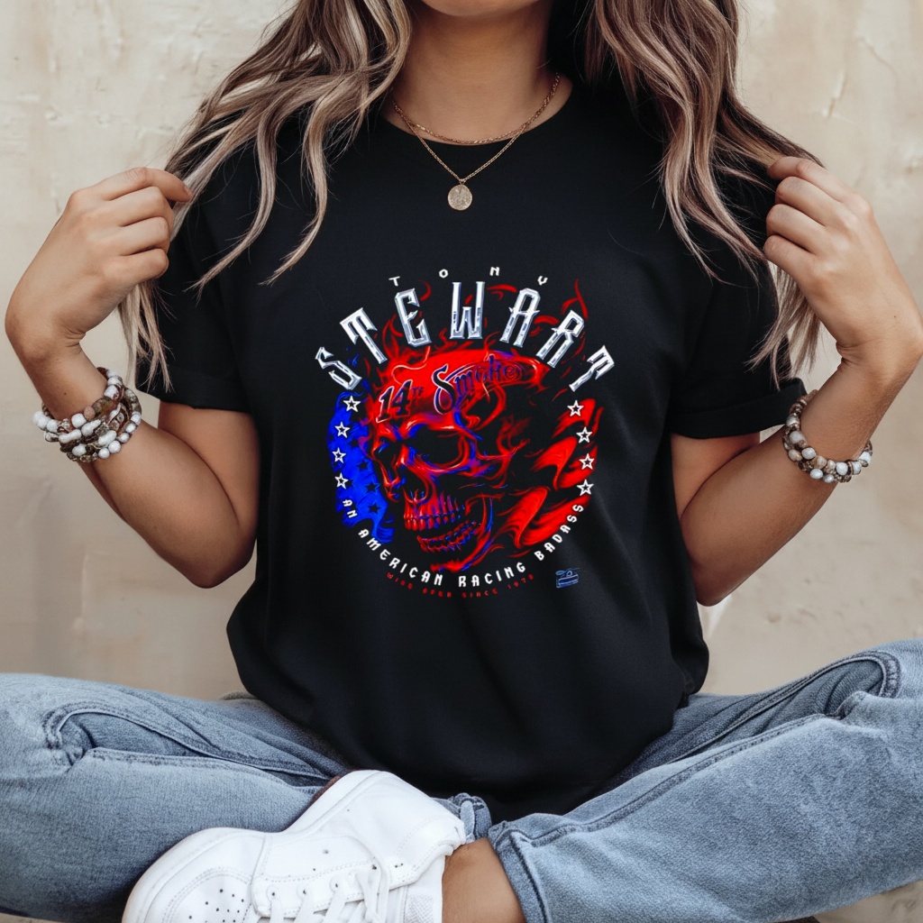Tony Stewart Americana 14th Smoke Skull graphic shirt